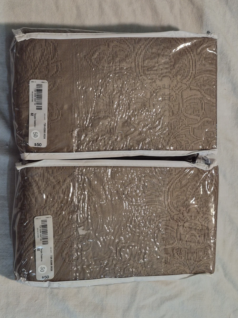 Royal Velvet Taupe Essence Window Valances 82x15 Set of 2